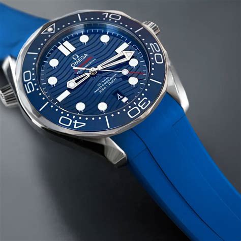 omega seamaster rubber strap blue|omega seamaster strap for sale.